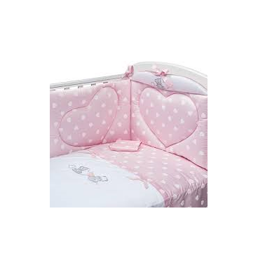 Set piumetto letto 3 pz. ric. Sfil. CUORI (piumetto imbottit