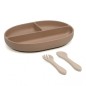 Set pappa in silicone con posate beige